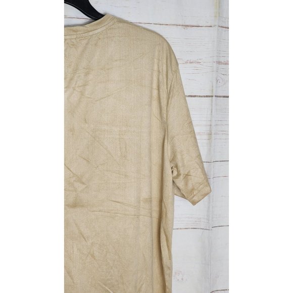 Gold Leaf Small Crew Neck Designer Shirt - Men's Soft Suede Feel Shirt in Bone - Picture 6 of 11